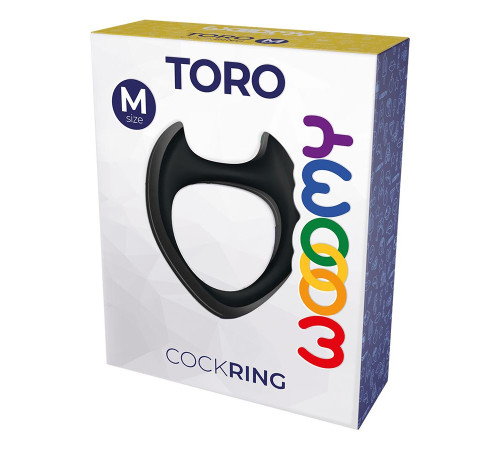Черное эрекционное кольцо с рожками Wooomy Toro M