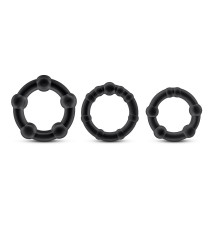 Набор из 3 чёрных эрекционных колец Stay Hard Beaded Cockrings