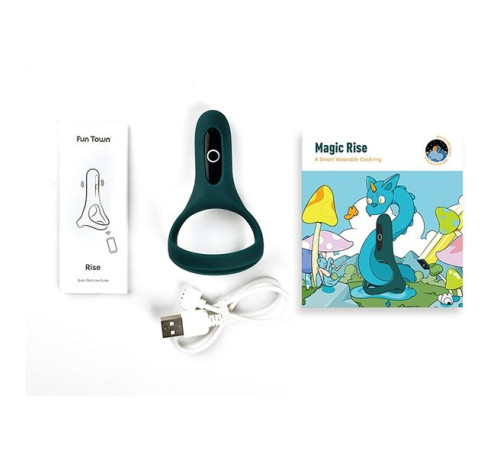 Изумрудное виброкольцо Magic Motion Rise с подхватом мошонки