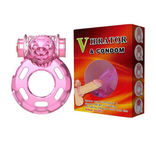 Розовое эрекционное кольцо с вибрацией Pink Bear