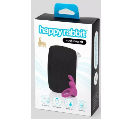 Фиолетовое эрекционное виброкольцо Happy Rabbit Cock Ring Kit