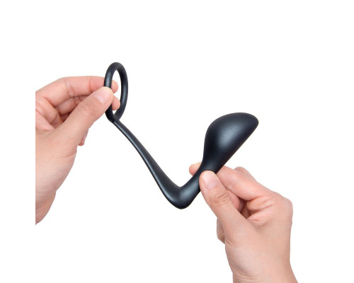 Заказать Черное эрекционное кольцо со стимулятором простаты Ringer Cock Ring   Plug