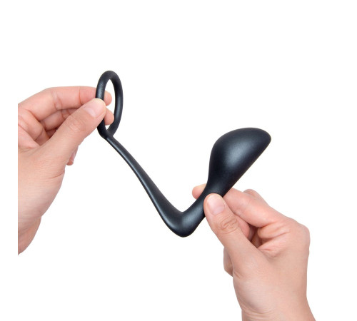 Черное эрекционное кольцо со стимулятором простаты Ringer Cock Ring   Plug