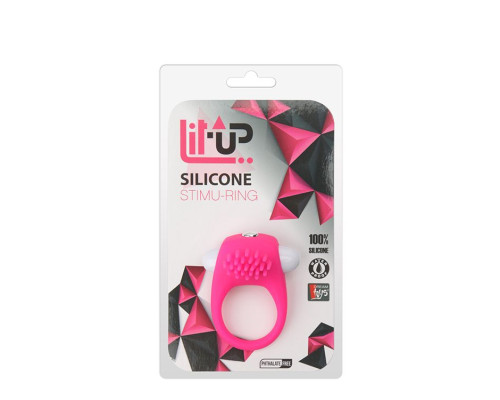 Заказать Розовое эрекционное кольцо с щеточкой LIT-UP SILICONE STIMU RING 5