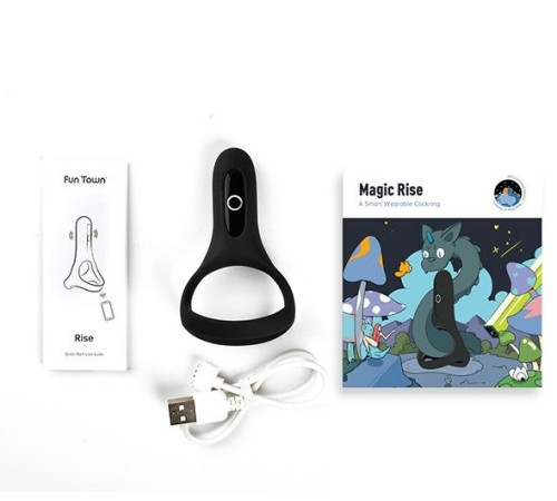 Черное виброкольцо Magic Motion Rise с подхватом мошонки