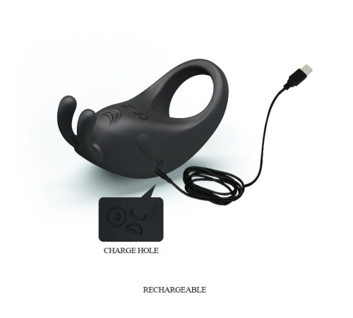 Чёрное эрекционное кольцо с вибрацией Rabbit Vibrator