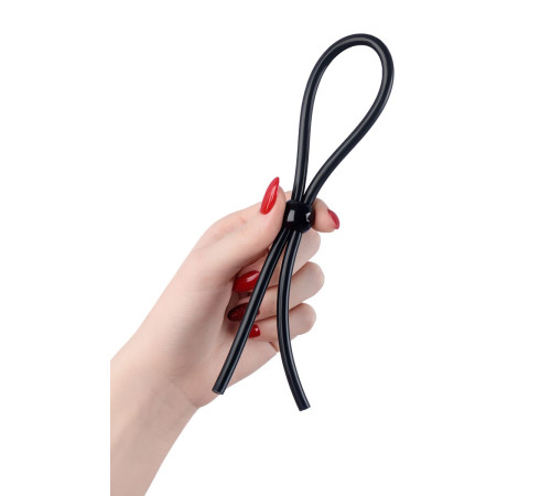 Черное лассо на пенис с одной бусиной