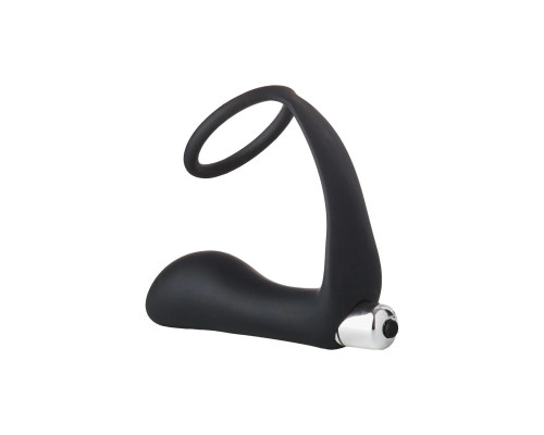 Заказать Черное эрекционное кольцо с вибропробкой Vibrating Anal Plug With Cockring