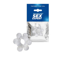 Прозрачное эрекционное кольцо с 6 стимулирующими шариками