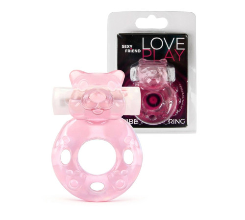 Розовое эрекционное виброкольцо в форме мишки