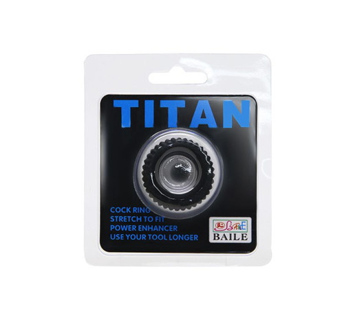 Черное эреционное кольцо с ребрышками Titan