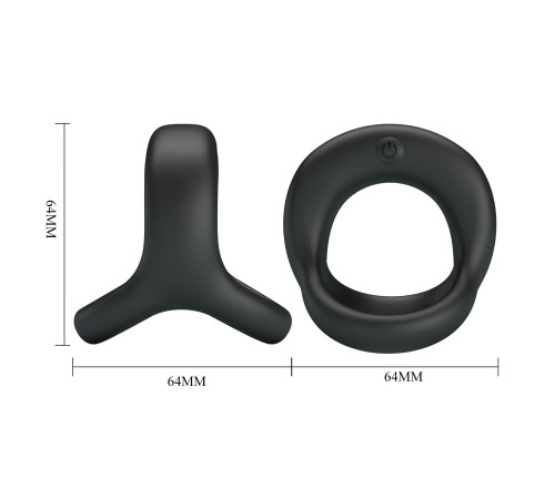 Черное виброкольцо на пенис и мошонку Elliott