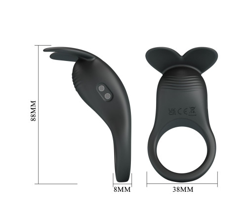 Черное перезаряжаемое виброкольцо Carlton