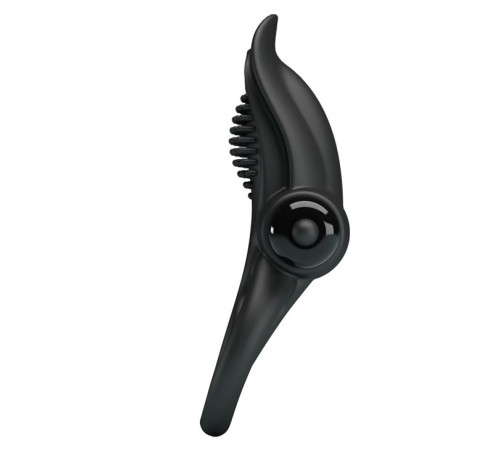 Черное силиконовое эрекционное кольцо с вибрацией и подхватом мошонки