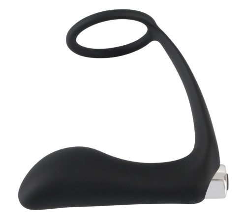 Черное эрекционное кольцо с анальной вибропробкой Vibrating Ring   Plug