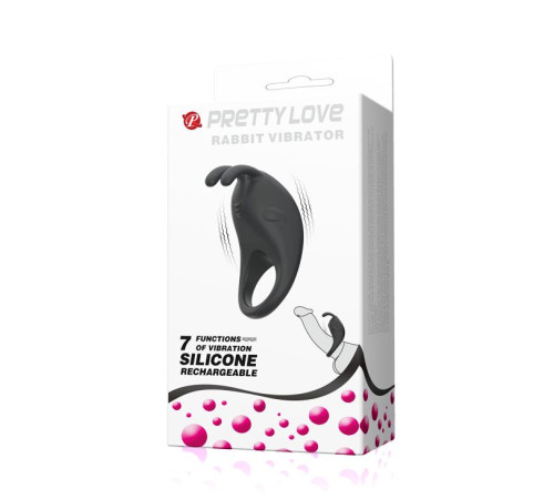 Чёрное эрекционное кольцо с вибрацией Rabbit Vibrator