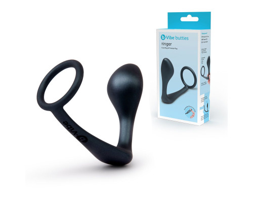 Заказать Черное эрекционное кольцо со стимулятором простаты Ringer Cock Ring   Plug