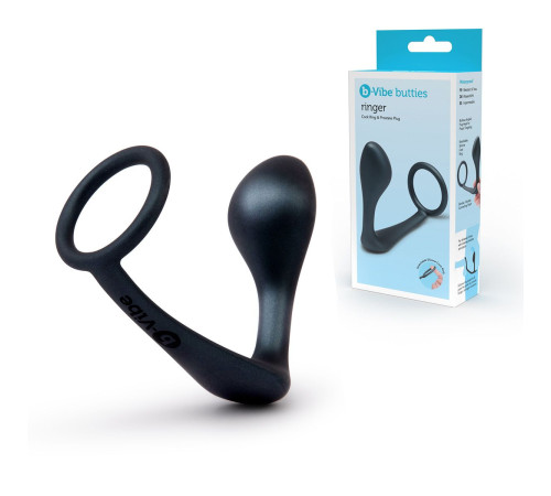 Черное эрекционное кольцо со стимулятором простаты Ringer Cock Ring   Plug