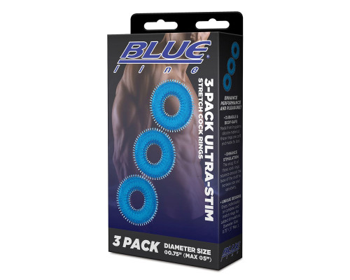 Заказать Комплект из трех голубых колец для эрекции 3-Pack Ultra-Stim Stretch Cock Rings Заказать Комплект из трех голубых колец для эрекции 3-Pack Ultra-Stim Stretch Cock Rings