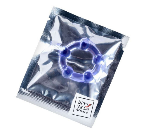 Фиолетовое эрекционное кольцо на пенис с бусинами