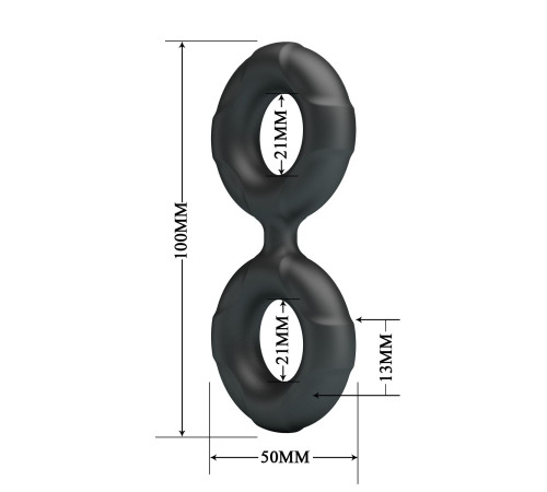 Черное двойное эрекционное кольцо Radwan