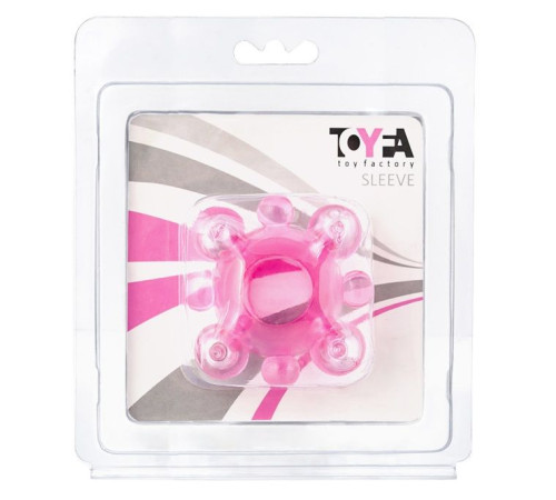 Розовое эрекционное кольцо c бусинками