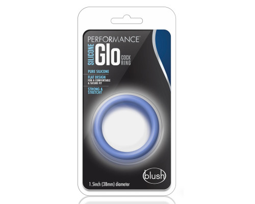 Заказать Голубое люминесцентное кольцо Silicone Glo Cock Ring