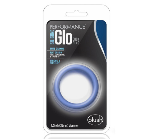 Голубое люминесцентное кольцо Silicone Glo Cock Ring Голубое люминесцентное кольцо Silicone Glo Cock Ring