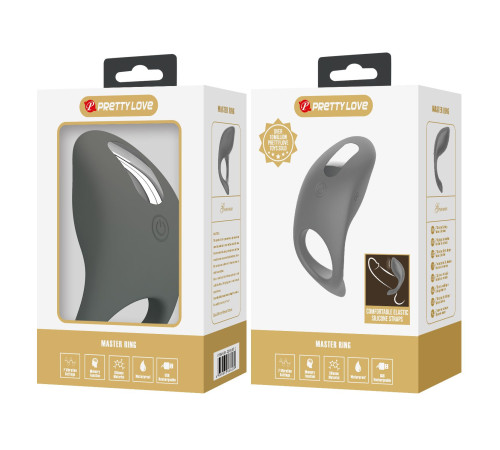 Серое эрекционное кольцо с вибростимуляцией клитора