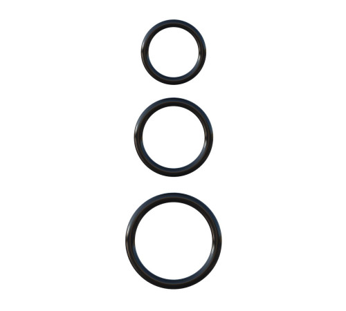 Набор из трех черных эрекционных колец Silicone 3-Ring Stamina Set
