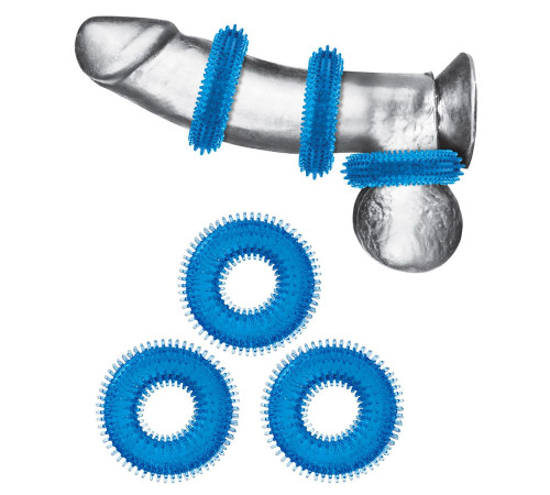 Комплект из трех голубых колец для эрекции 3-Pack Ultra-Stim Stretch Cock Rings Комплект из трех голубых колец для эрекции 3-Pack Ultra-Stim Stretch Cock Rings