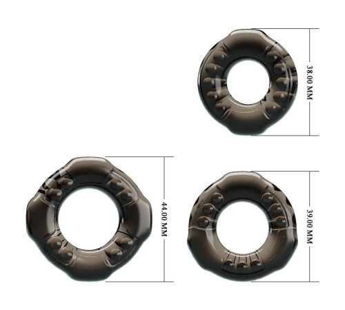 Набор из 3 эластичных дымчатых эрекционных колец