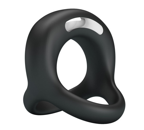 Черное виброкольцо на пенис и мошонку Elliott