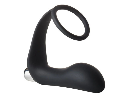 Заказать Черное эрекционное кольцо с вибропробкой Vibrating Anal Plug With Cockring
