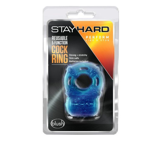 Голубое эрекционное виброкольцо Reusable 5 Function Cock Ring