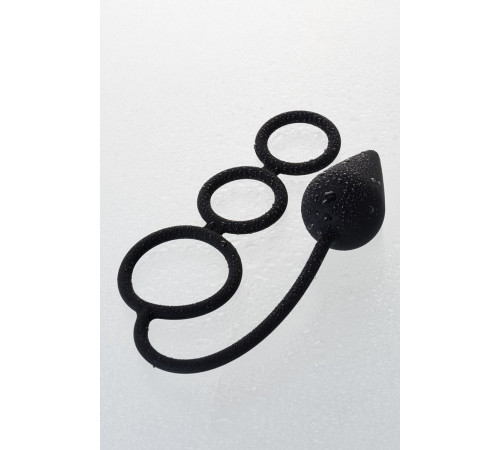 Тройное эрекционное кольцо с анальным хвостом Drop M-size