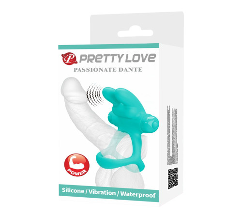 Бирюзовое эрекционное виброкольцо Passionate Dante