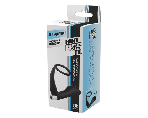Заказать Черное эрекционное кольцо с вибропробкой Vibrating Anal Plug With Cockring