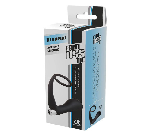 Черное эрекционное кольцо с вибропробкой Vibrating Anal Plug With Cockring