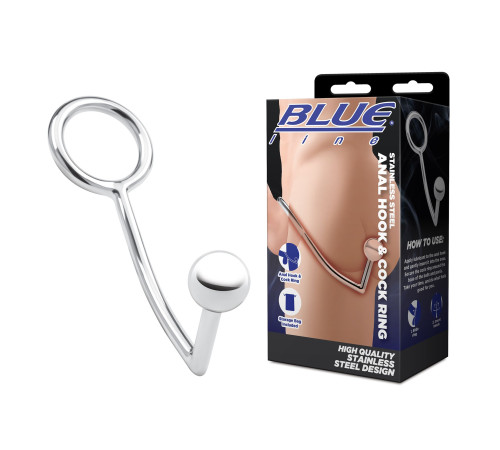 Кольцо на пенис с анальным стимулятором Stainless Steel Anal Hook   Cock Ring