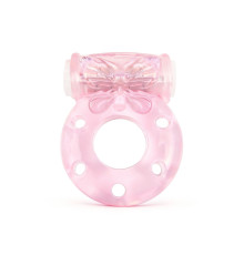 Розовое эрекционное виброкольцо с бабочкой