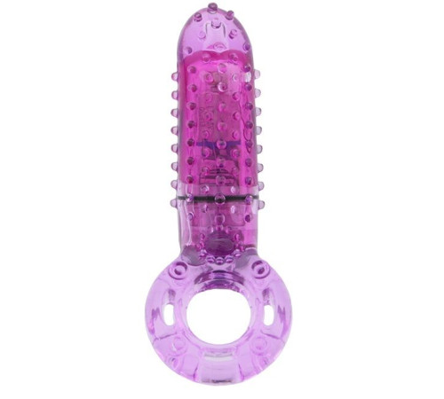 Фиолетовое эрекционное кольцо с вибрацией и пальчиком OYEAH PURPLE