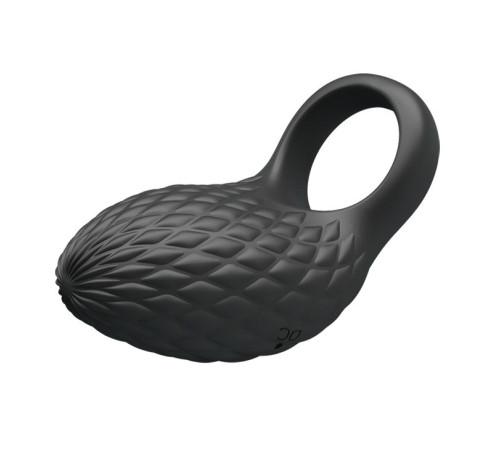 Черное эрекционное виброкольцо с рельефным дизайном Heloise