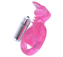 Розовая вибронасадка со стимулятором клитора  Язычок