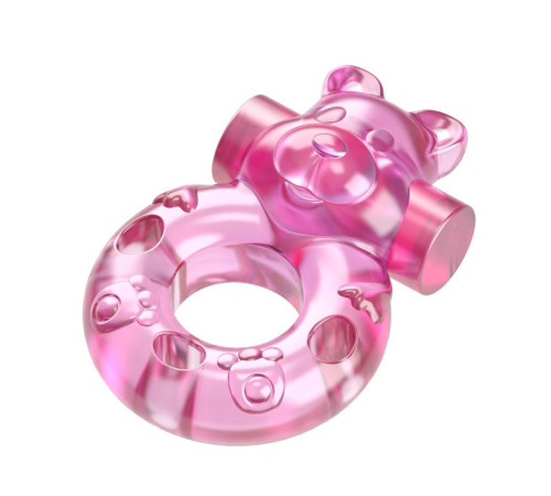 Розовое эрекционное виброкольцо на пенис Pink Bear Розовое эрекционное виброкольцо на пенис Pink Bear