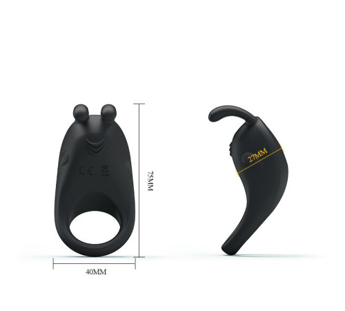 Чёрное эрекционное кольцо с вибрацией Rabbit Vibrator