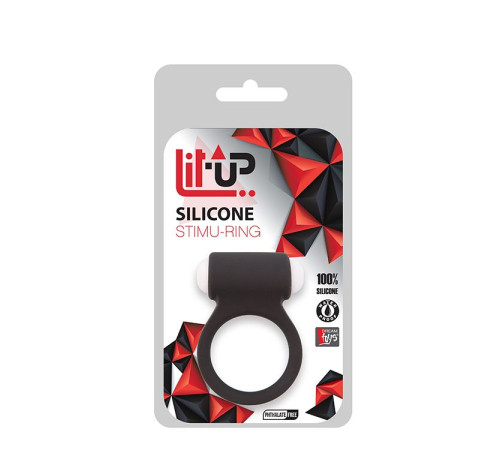 Чёрное эрекционное виброкольцо LIT-UP SILICONE STIMU RING 3 BLACK