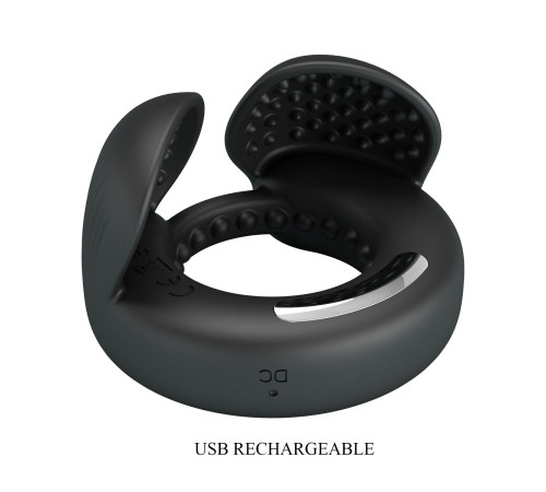 Черное эрекционное виброкольцо Quentin
