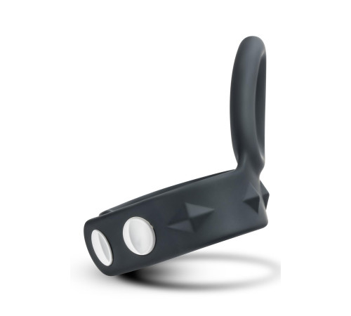 Черное эрекционное кольцо с подхватом мошонки на кнопках VS6