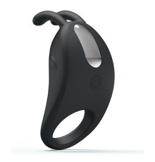 Чёрное эрекционное кольцо с вибрацией Rabbit Vibrator